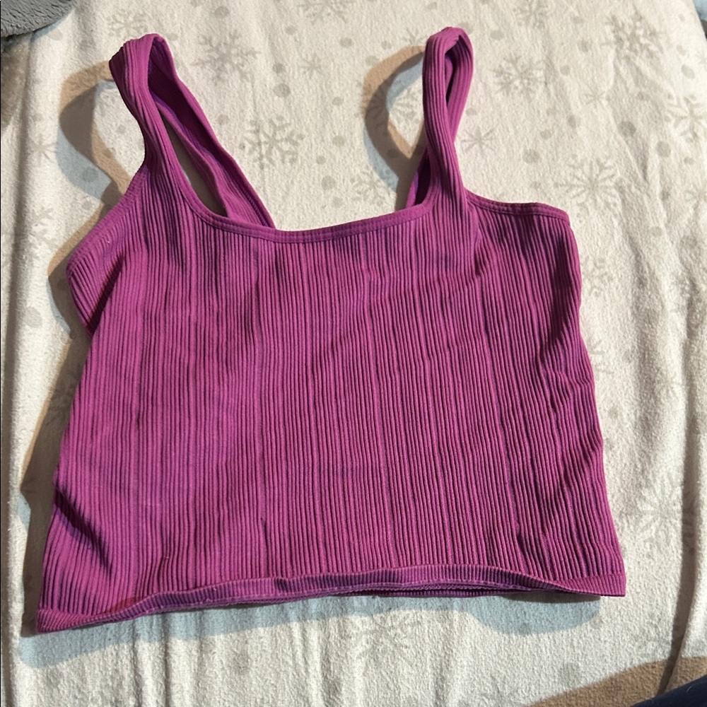 Vibrant Purple Ribbed Crop Top